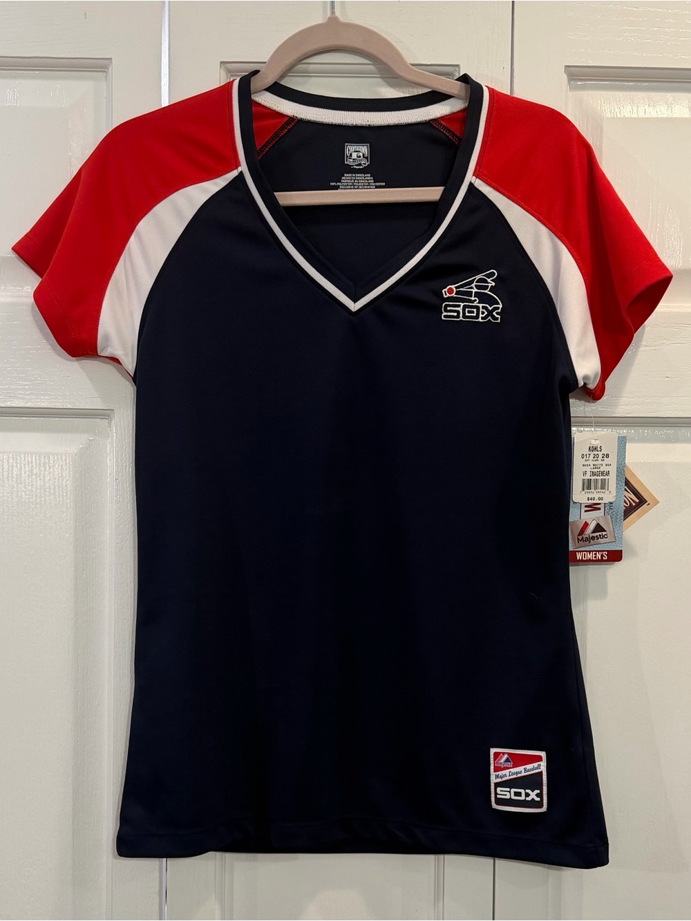 Majestic Women's Navy Red & Chicago White Sox V-Neck Jersey